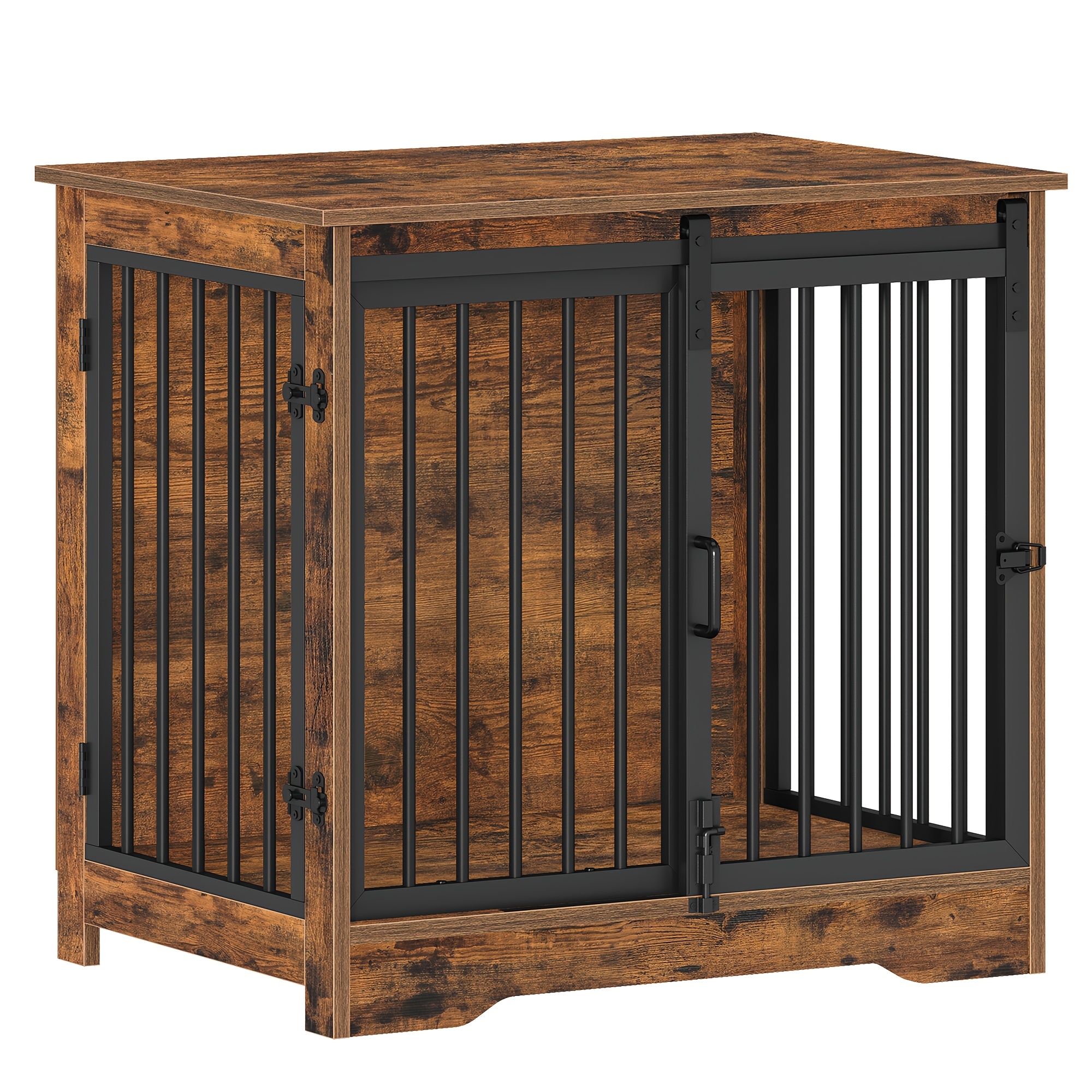 TEMU Meuble cage pour chien, caisse de transport pour chien en bois à double porte de de 69 cm, niche d'intérieur, table d'appoint, cage pour animaux