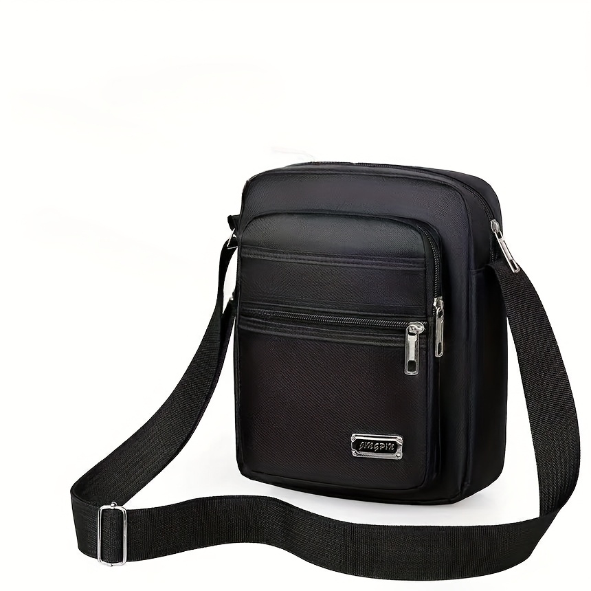 TEMU 1pc Large Capacity Oxford Cloth Crossbody Bag, Unisex Multi-compartment Storage Bag, Adjustable Shoulder Strap Zipper Closure, Durable Bag,