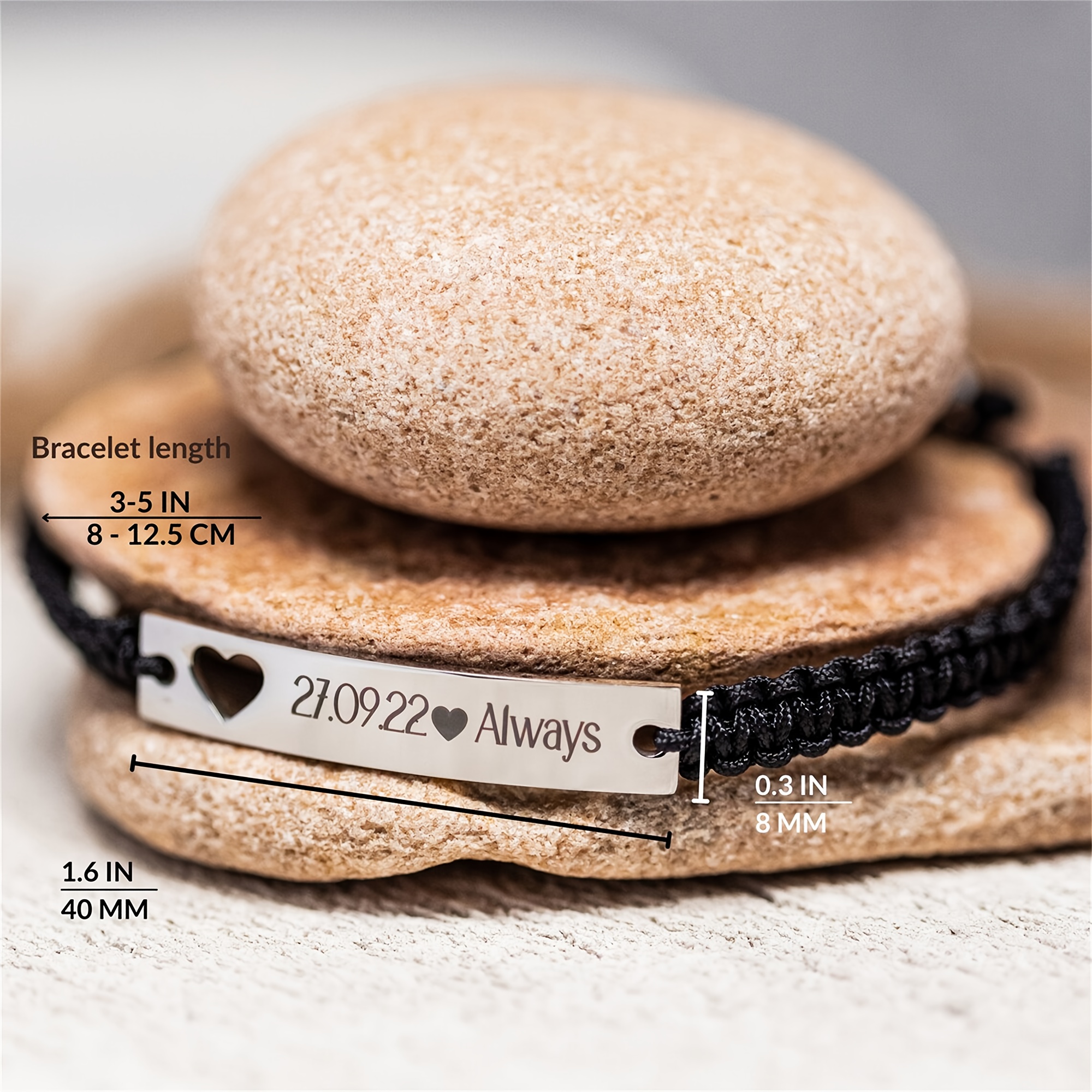 Custom Couple's Fashion Bracelet, Personalized Text & Symbols