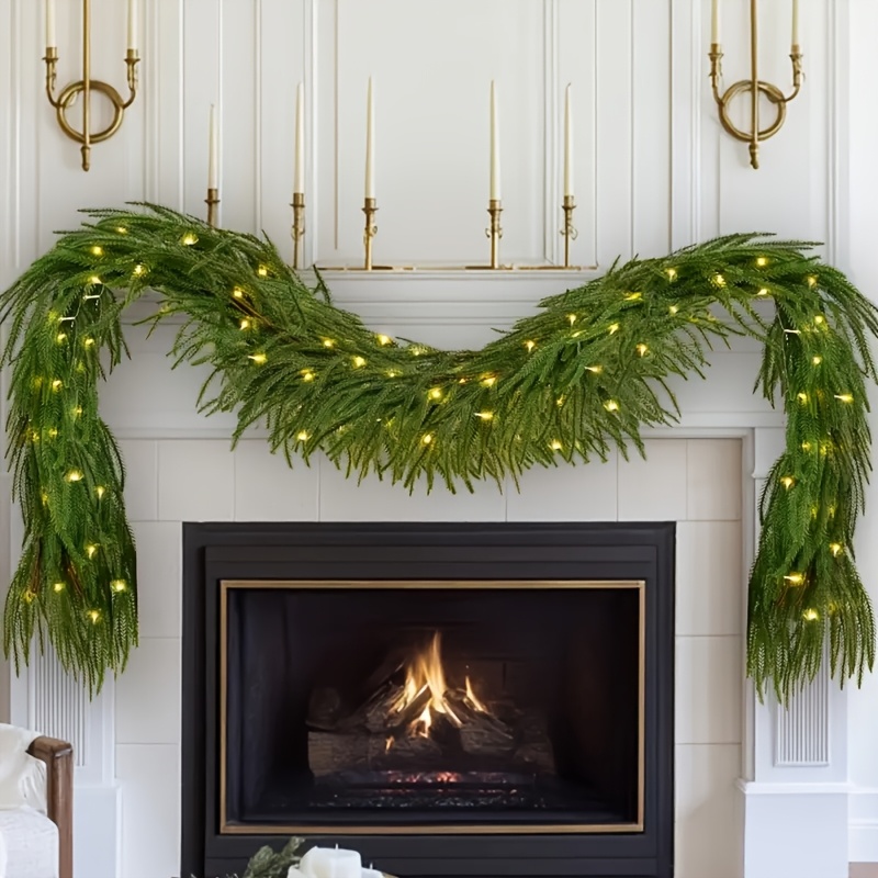 

Lifelike Pine Garland With Green Vine - Christmas Decor, Indoor/outdoor Use | Ideal For Table, Mantle, Wall