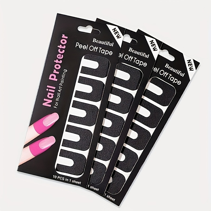 E-shop 30/90 Stück U-förmige Nagelschutz-Aufkleber - Geruchloser Latex-Nagelschutz, Anti-Flecken Nagelkunst, Malen und Drucken - Flexible