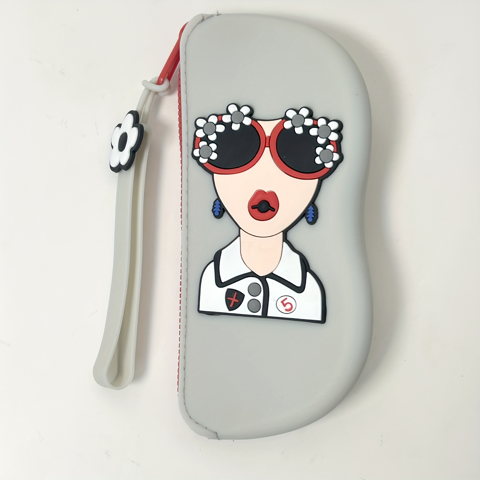 E-shop Ein Silikon-Brillenetui mit Cartoon-Beauty-Design, Retro und , stilvoll zum Aufbewahren von Lesebrillen und normalen Brillen. Ideal für