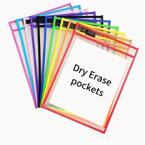 6 reusable dry wiping bag writing and wiping bag transparent plastic sheet protector teachers school classroom supplies art supplies