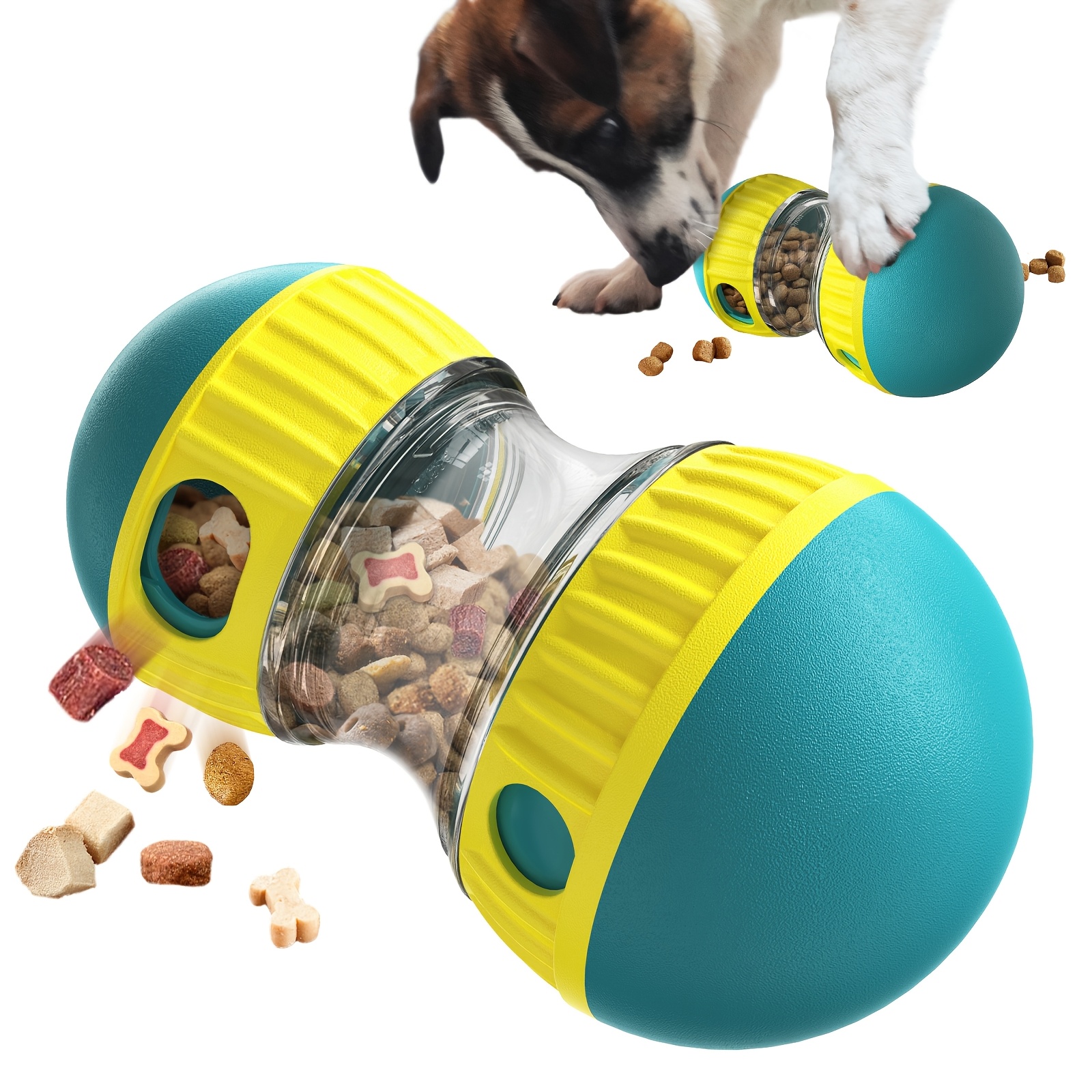 

Interactive Slow Feeder Dog Toy - Plastic Treat Dispenser For Large Breeds, Promotes & Mental Stimulation