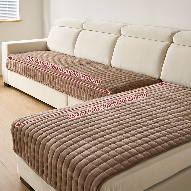 TEMU 2pcs Elegant Quilted Flannel Sofa Covers - Durable Pet-friendly Furniture Protectors, Machine Washable Couch Covers For 2/3/4-seater & Sectional