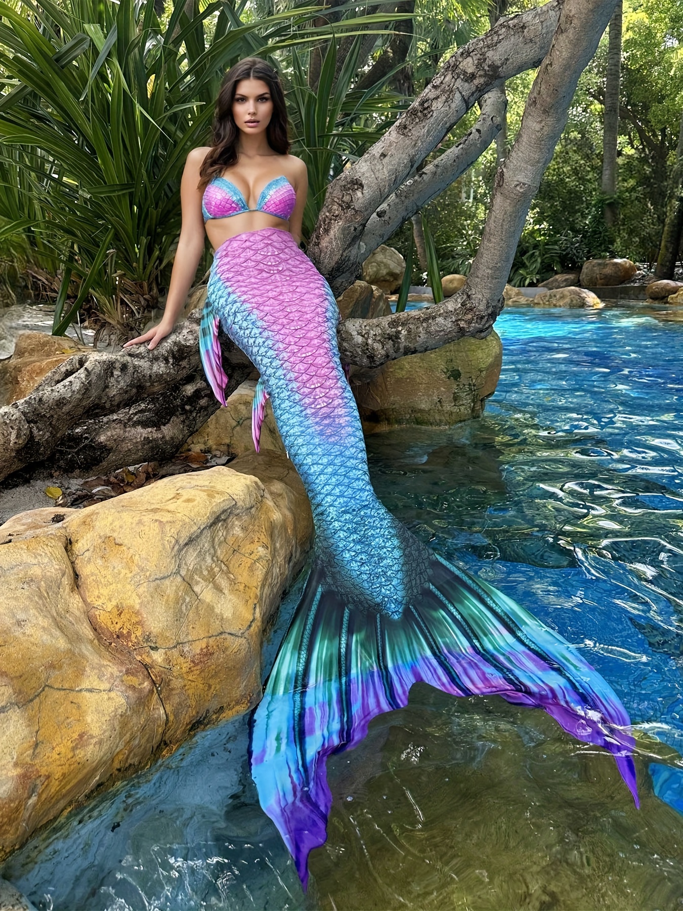 Mermaid Tail for Adult Women Men Mermaid Tail with no Flipper Beach Mermaid  Swimsuits