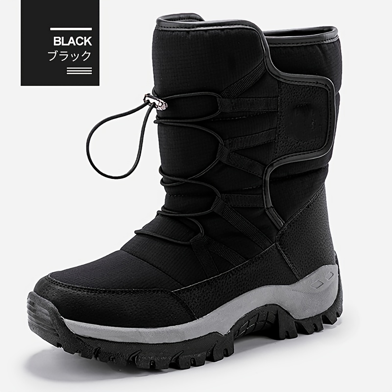 TEMU Snow Boots Men Women's Short Boots Snow Shoes Outdoor Unisex Black Winter Boots Middle Length Coldproof Slip Resistant Warm Winter Casual Boa