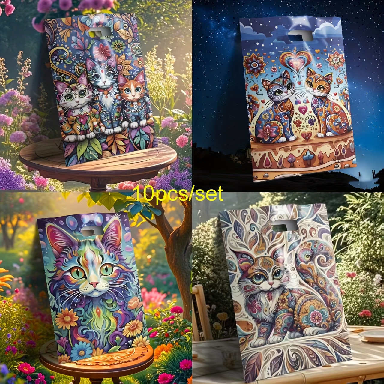 Small Cute Kitten Gift Bag With Paw & Face - Handheld Shopping Bag Suitable For Parties, Birthdays, Pet Stores - Retail Accessory