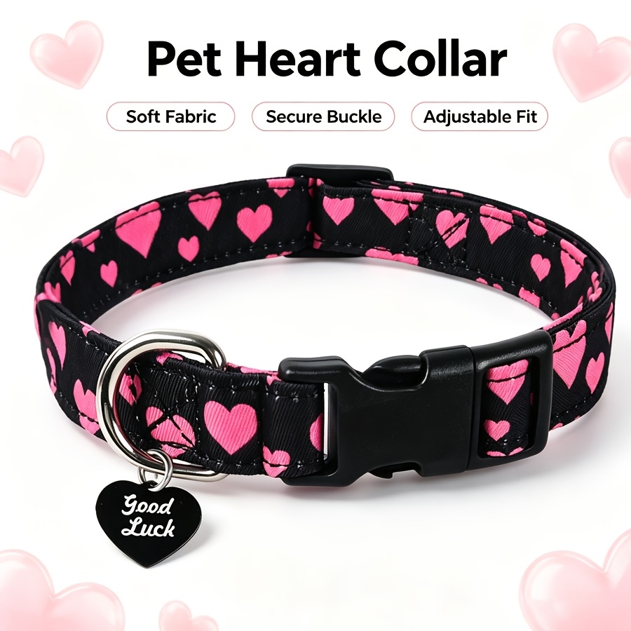 TEMU Elegant Tail-shaped Valentine's Day Dog Collar, Heart-shaped Soft Adjustable Pet Collar -release