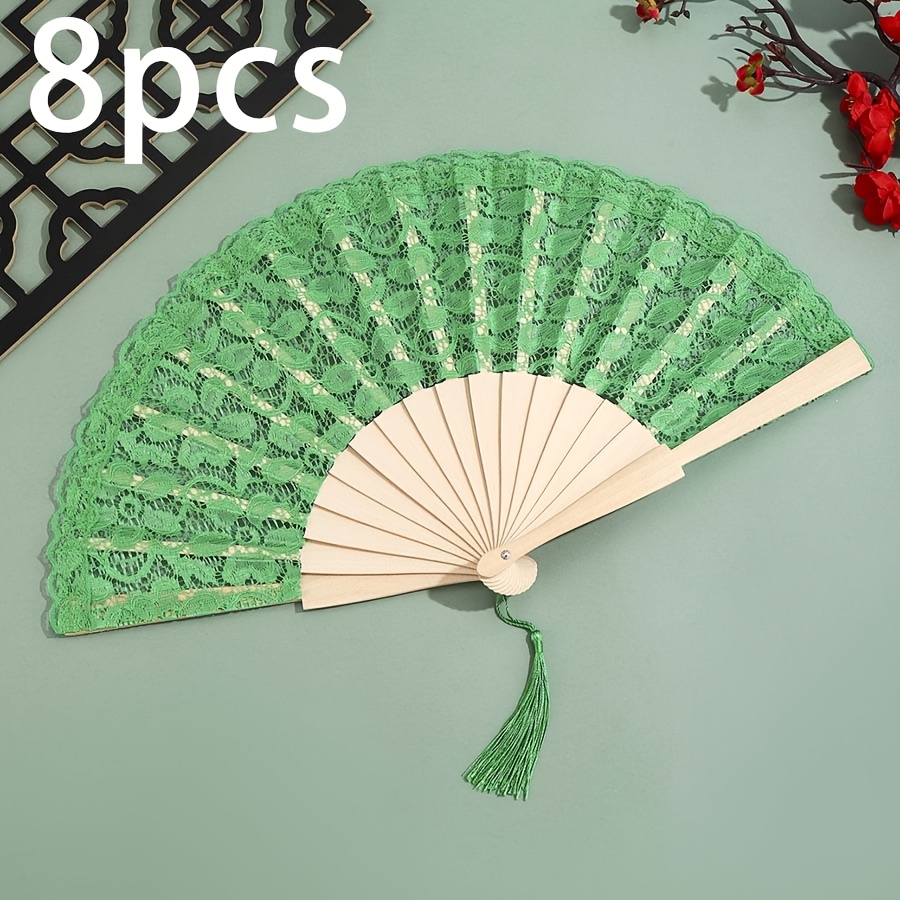 Personalized Handheld Fan with Lace Surface