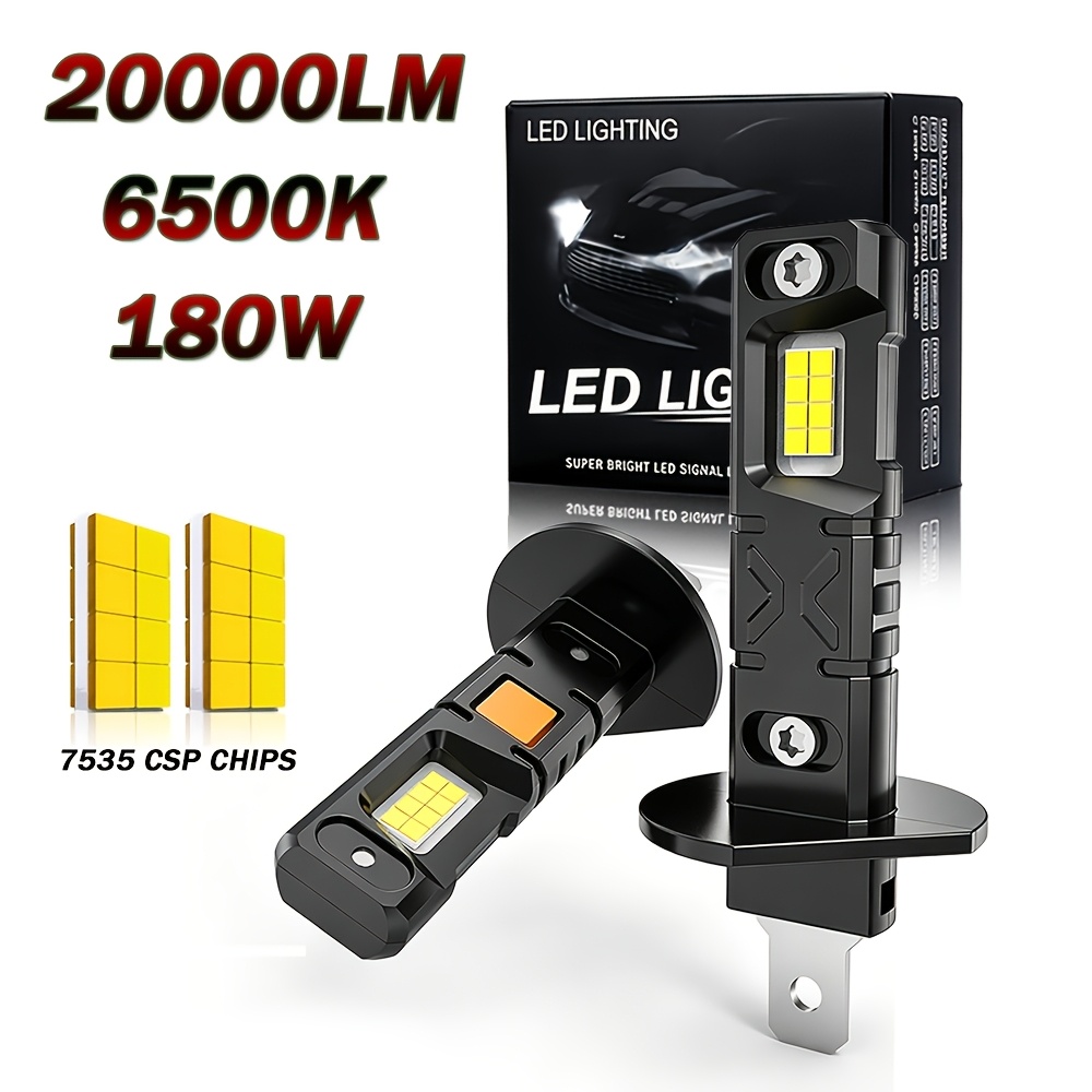 εικόνα αντικειμένου 2 τεμ. 180w 20000lm 1:1 λαμπτήρες led αυτοκινήτου h1 led canbus λευκοί 6500k mini για αυτοκίνητο, υπερ-φωτεινά led φώτα ομίχλης 12v, χωρίς μπαταρία