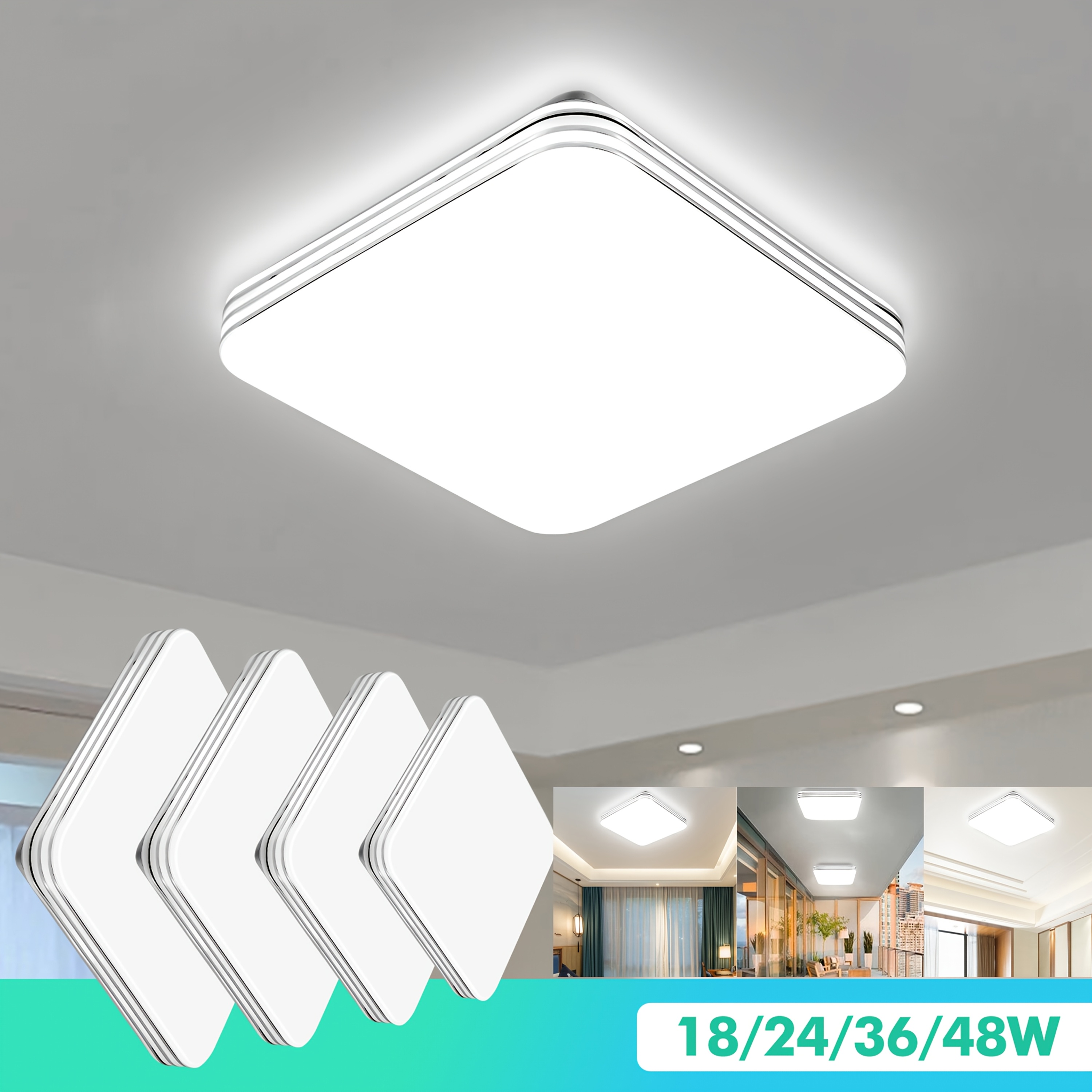 

18w/24w/36w/48w Modern Led Ceiling Light Panel Down Lights Bathroom Kitchen Bedroom Lamp