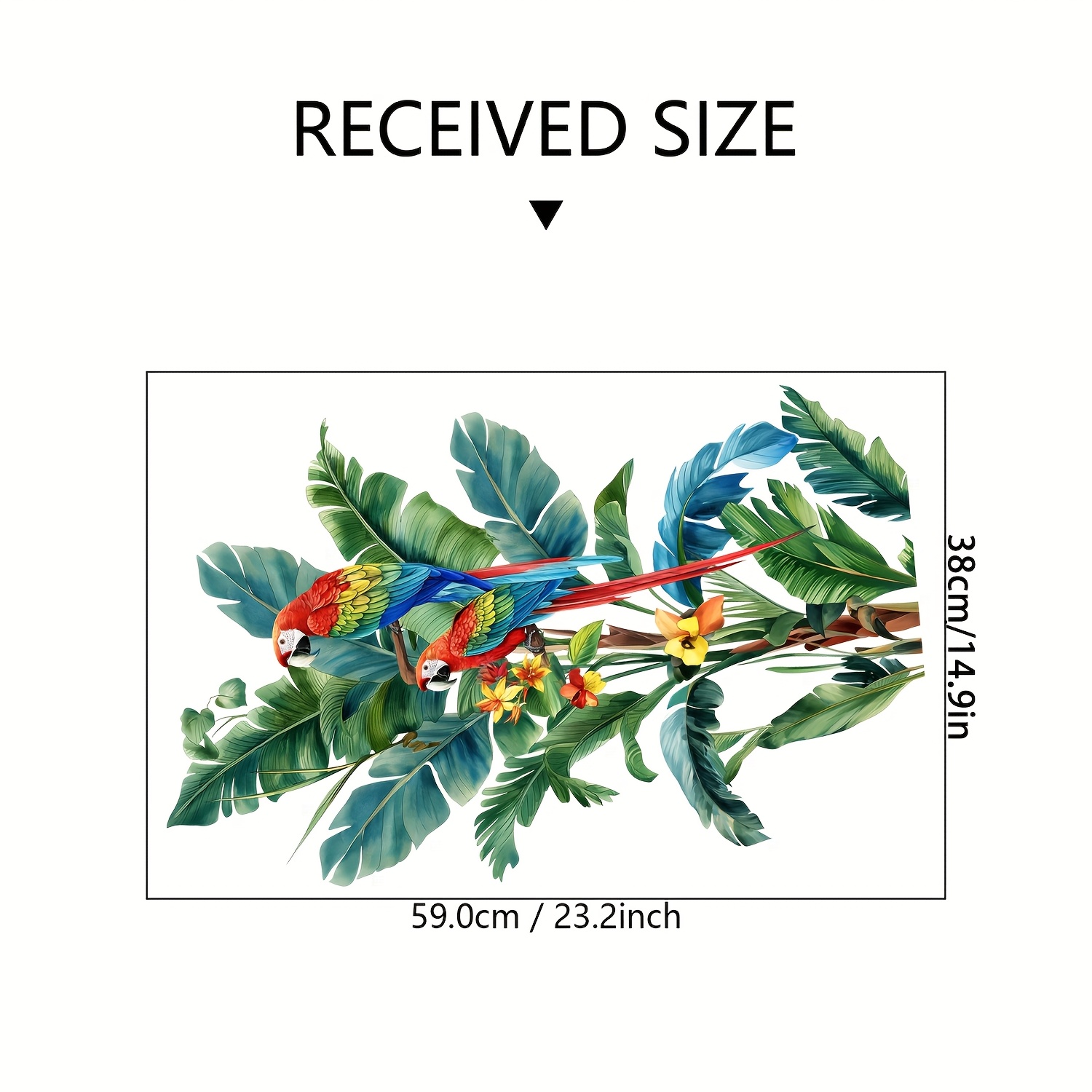 Image of 1pc Of Tropical Plant Parrot Sticker, Suitable For Decorating Rooms, Offices, And Living Rooms, Wall Decals Made Of Vinyl Material
