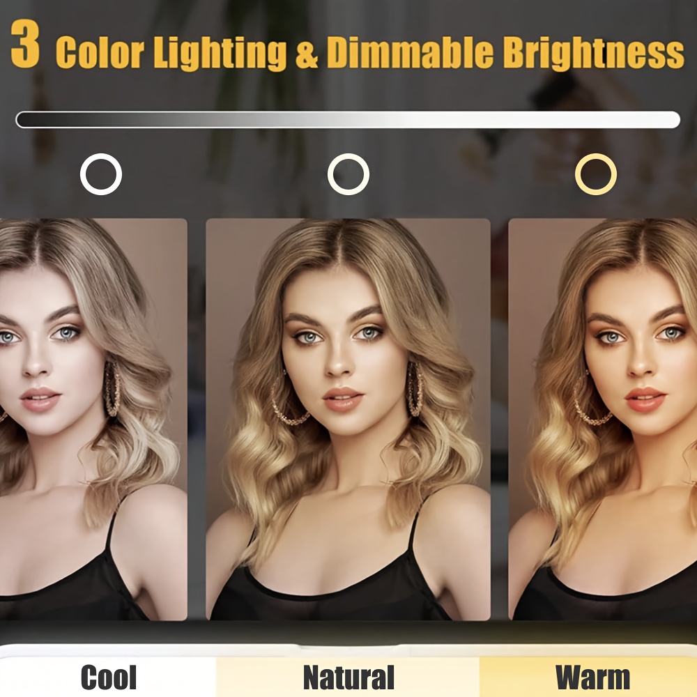 LED Makeup Mirror, Portable Travel Mirror Folding Mirror with Lights, 3 Light Modes, Smart Dimmable Touch Screen, USB Rechargeable, Portable Lighted Beauty Mirror, Travel Vanity Cosmetic Mirror with Lights, Vanity Mirror for Bedroom, Changing Room