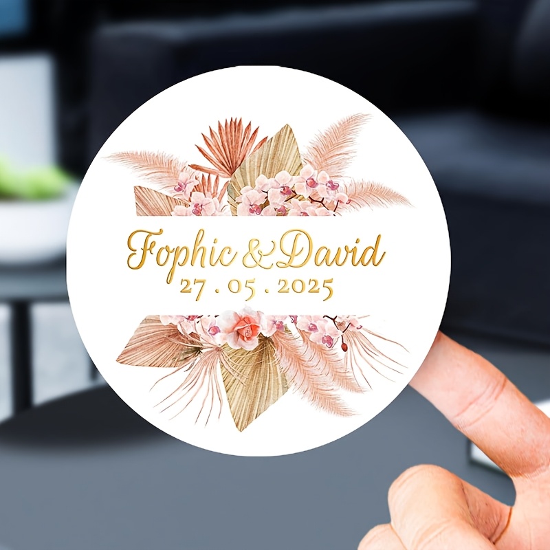 TEMU Autocollants de mariage personnalisés 96-100 pièces, autocollants d'étiquettes de mariage personnalisés avec nom et date, et autocollants,