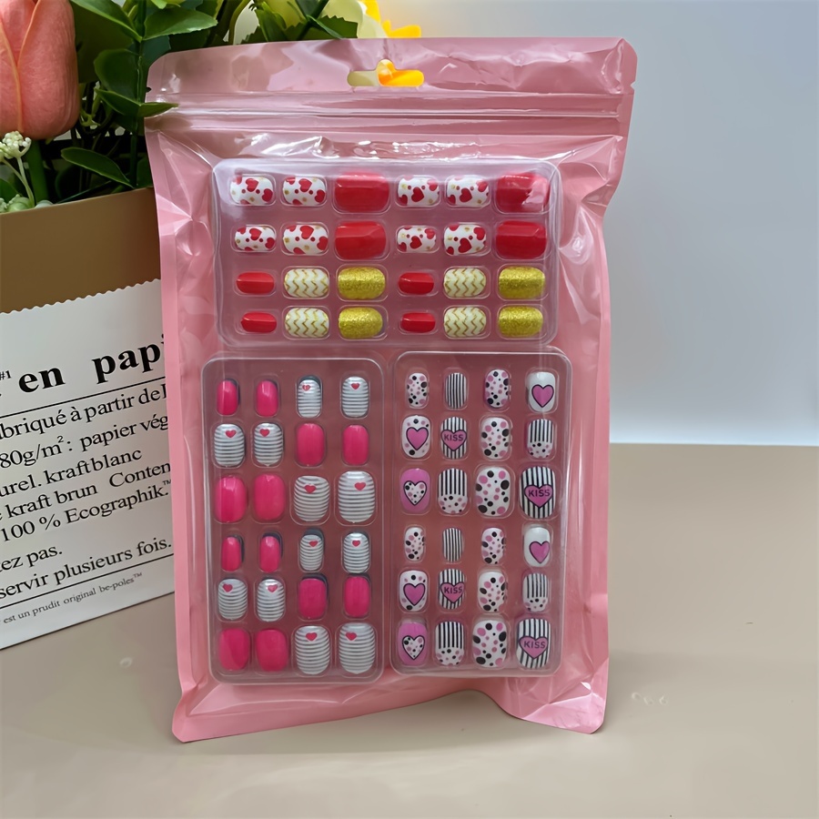 TEMU 6 Boxes With A Total Of 144pcs, Short Oval Fake Nails, Fully Covered Press-on Wear Nails, Cute Artificial Nails, With Adhesive On The Back For