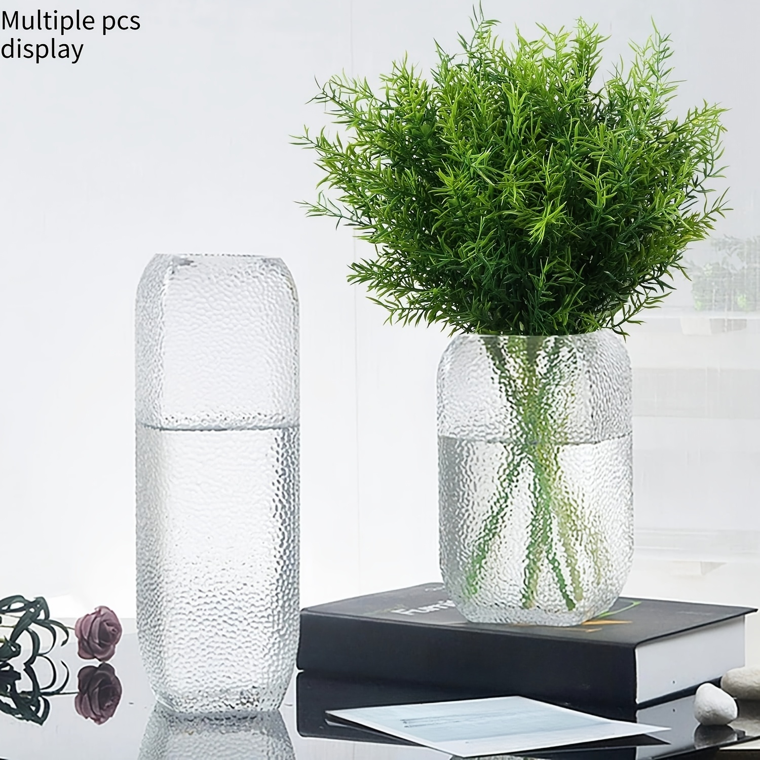 Image of 10pcs Artificial Plants Flowers Shrubs Non-fading Plastic Flowers Outdoor Farmhouse Garden Porch Courtyard Indoor Wedding Decor Green Fake Plants Uv Resistant