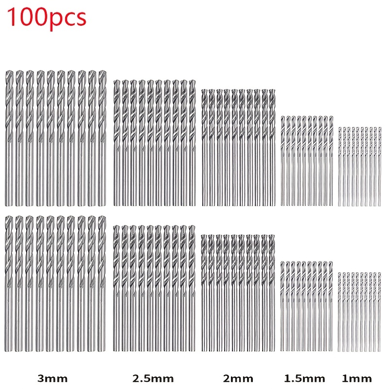 Image of 100pcs Tota L(20pcs Each Of 1.0/1.5/2.0/2.5/3.0mm) Titanium-coated Twist Drill Bit Set 1-3mm Small Drill Bit Electric Drill Drilling Set Woodworking Drilling Bit