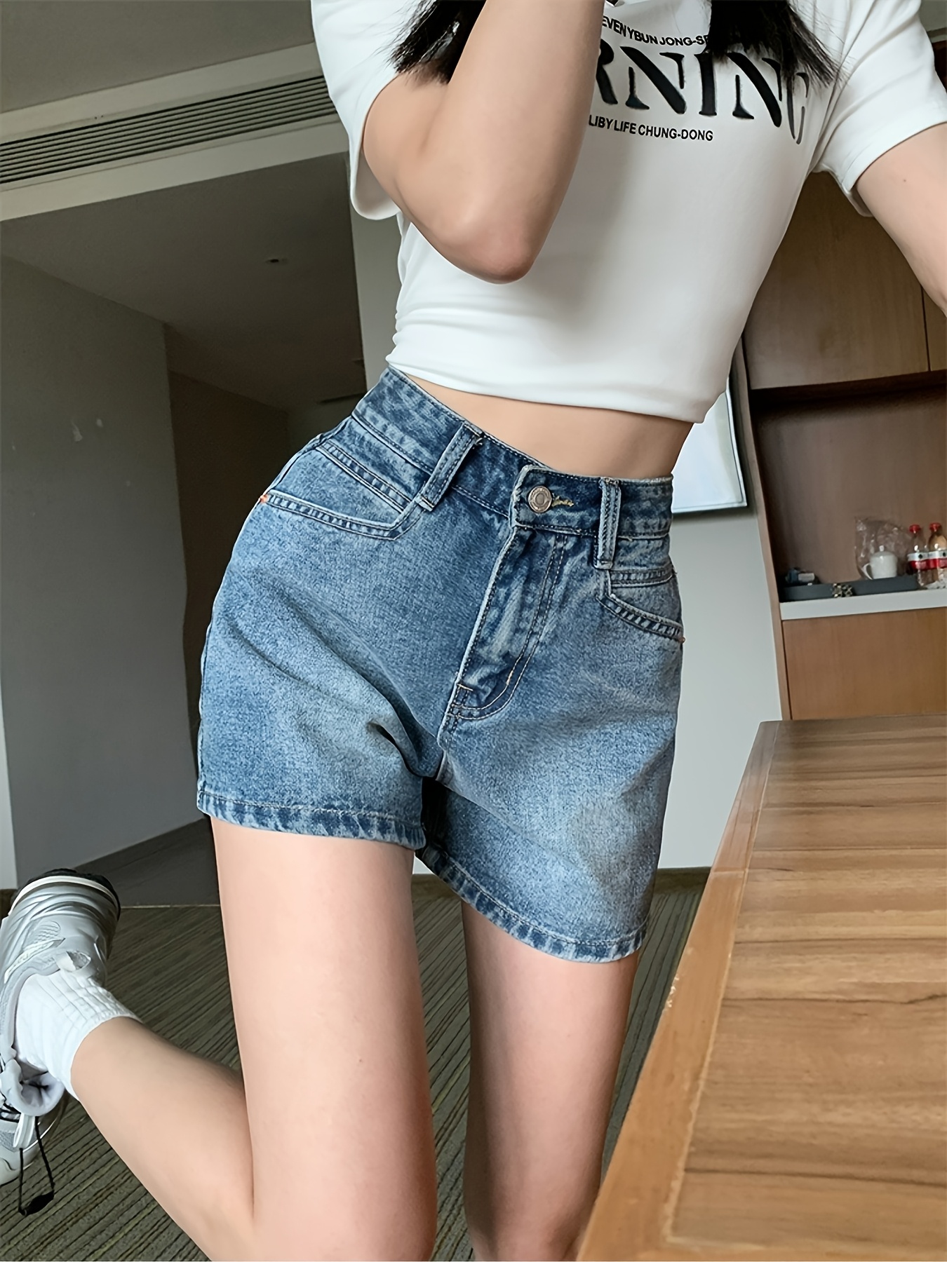summer retro denim shorts women loose fit Temu Georgia