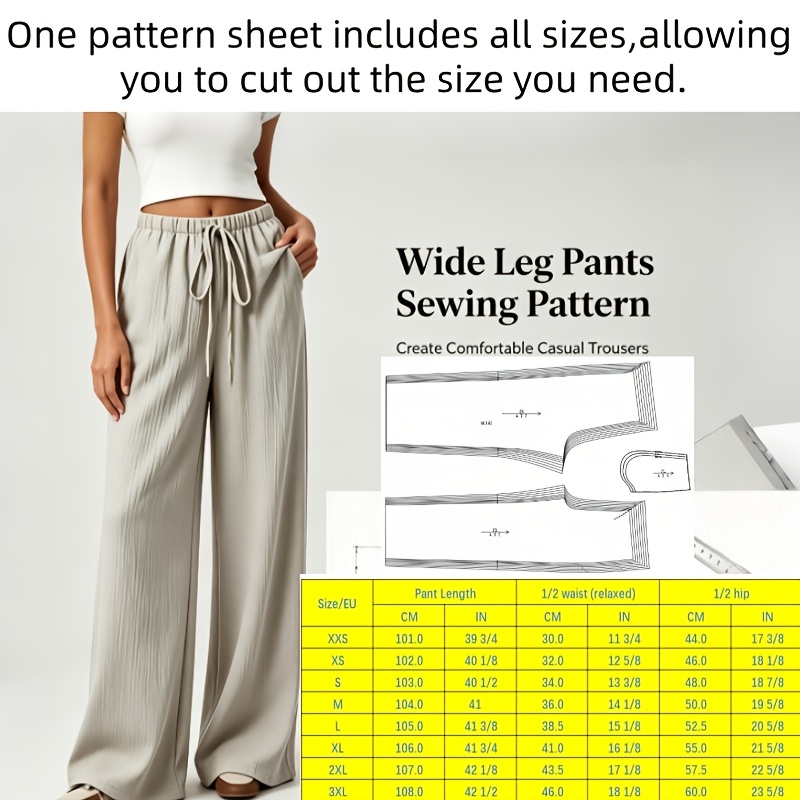 TEMU 1pc Women's Fashion Easy Style Pants Sewing Pattern (pattern For Making, Not Finished Clothing) Suitable For Clothes With Fabrics To Charm: 1:1
