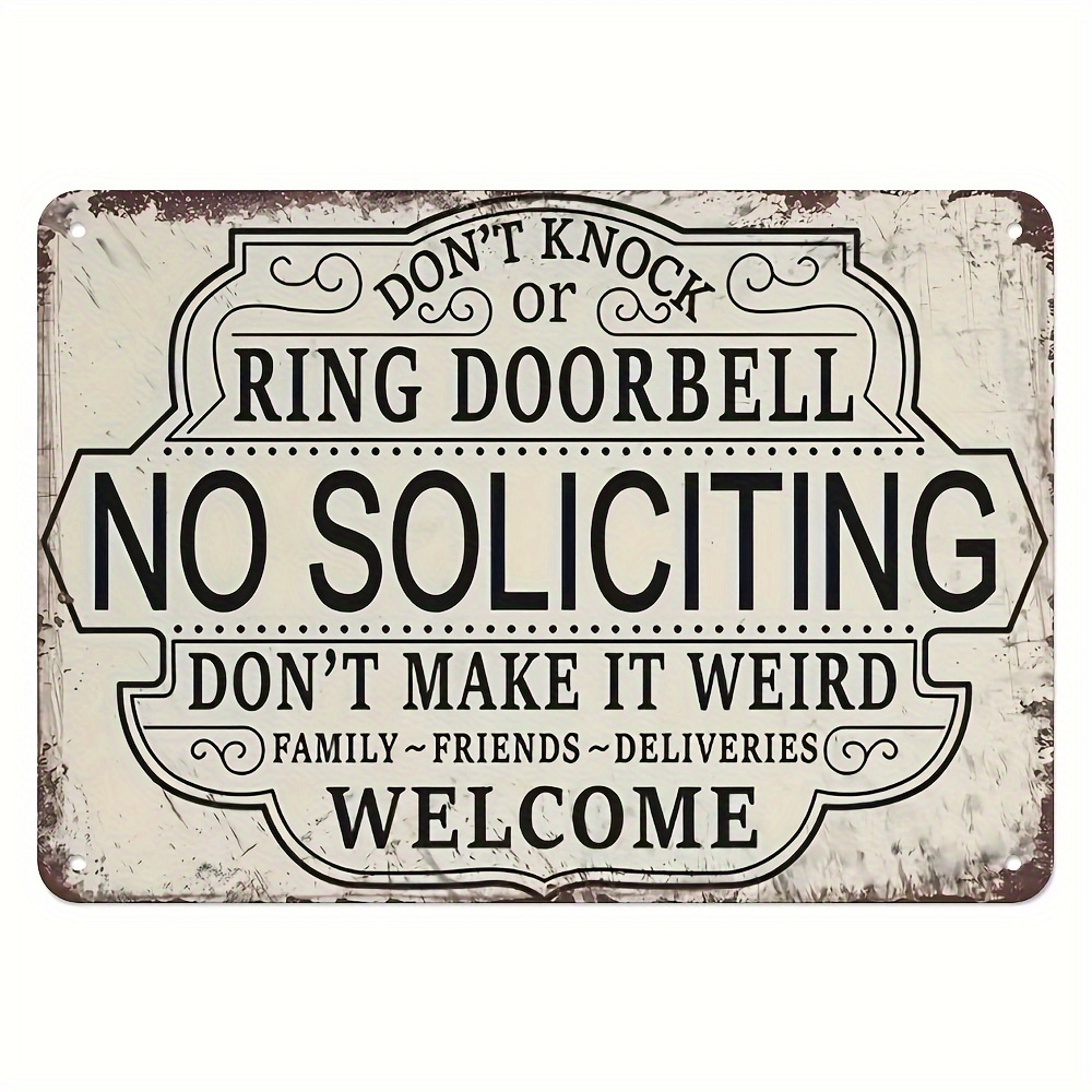 

1pc No Solicig Don't Knock Or Aluminum Sign, Decorative Wall Plaque, Hanging To Display In Your Home, Bar, Garage, Restaurant Wall Decor, Home Decor, 8x12 Inch/ 20x30 Cm