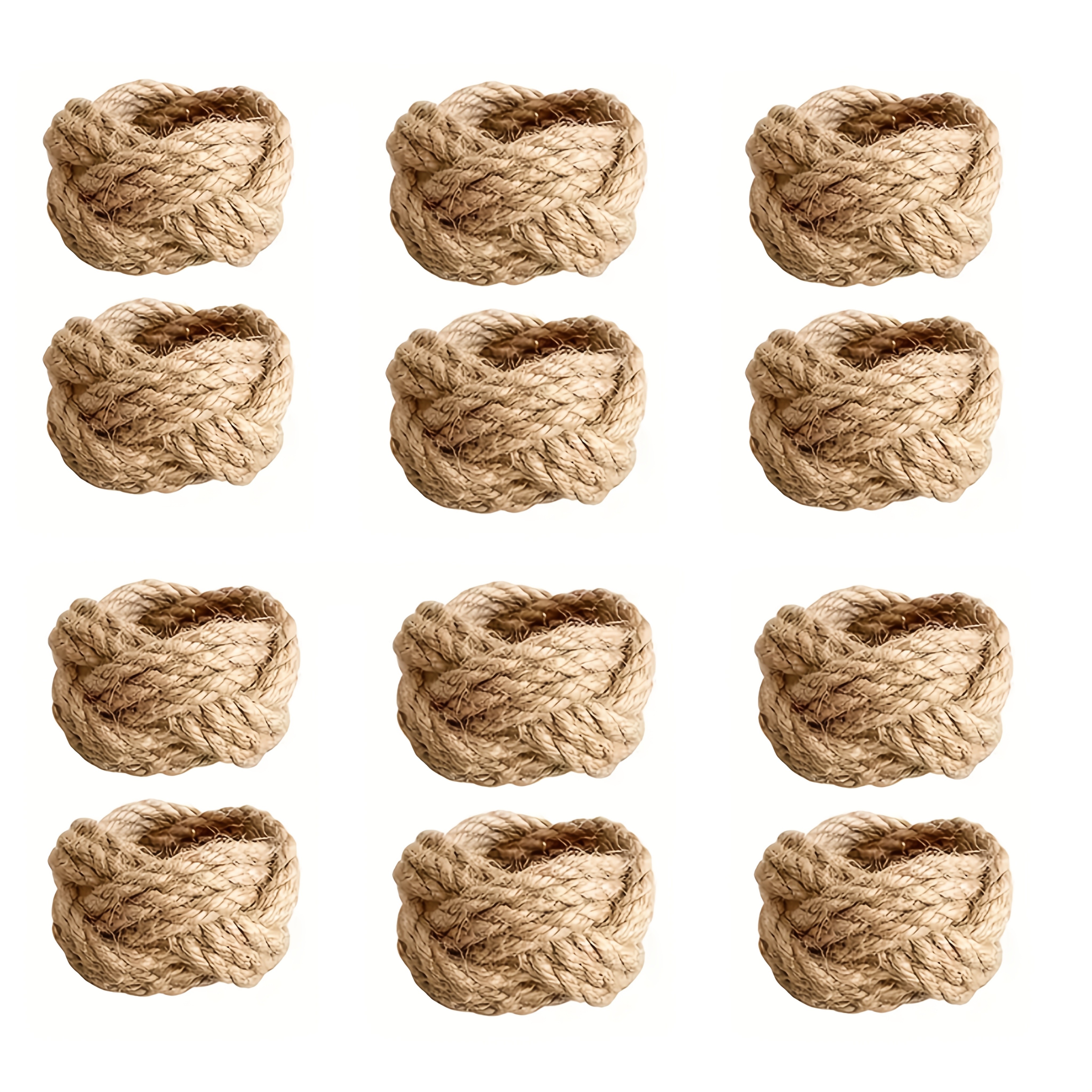TEMU 12pcs Anneaux de serviette tissés à - Décoration de table florale en bois naturel, convient pour , les fêtes, les banquets et les anniversaires,