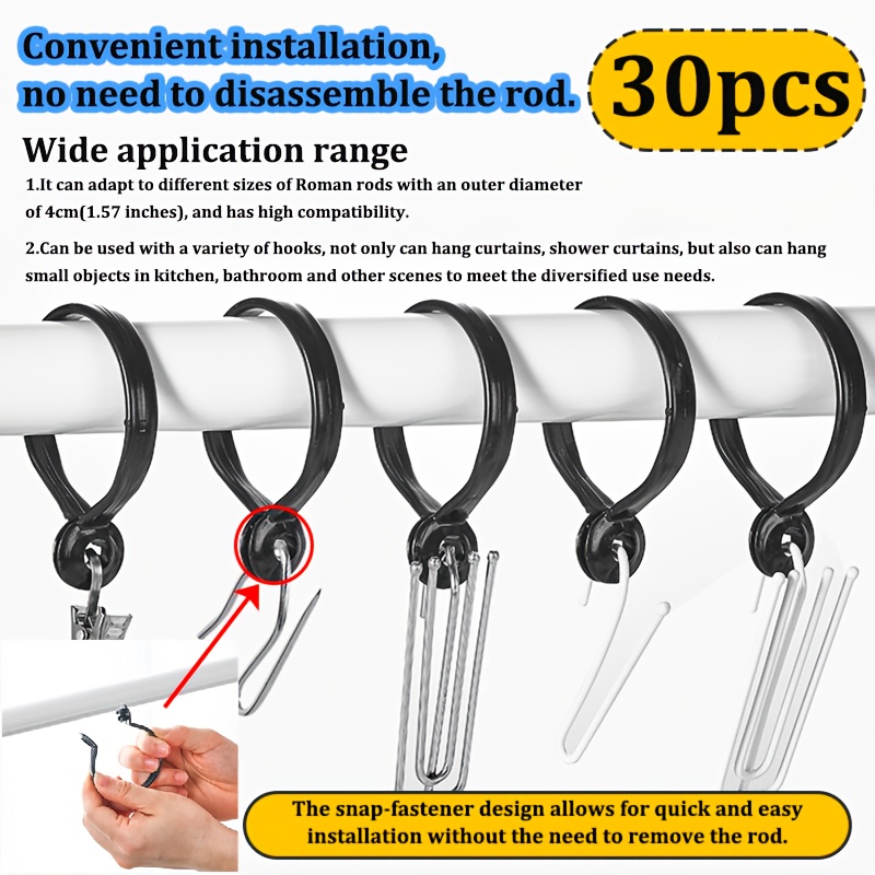 30 Stück Silber Vorhangringe Mit Haken - 32mm Metall Gardinenringe