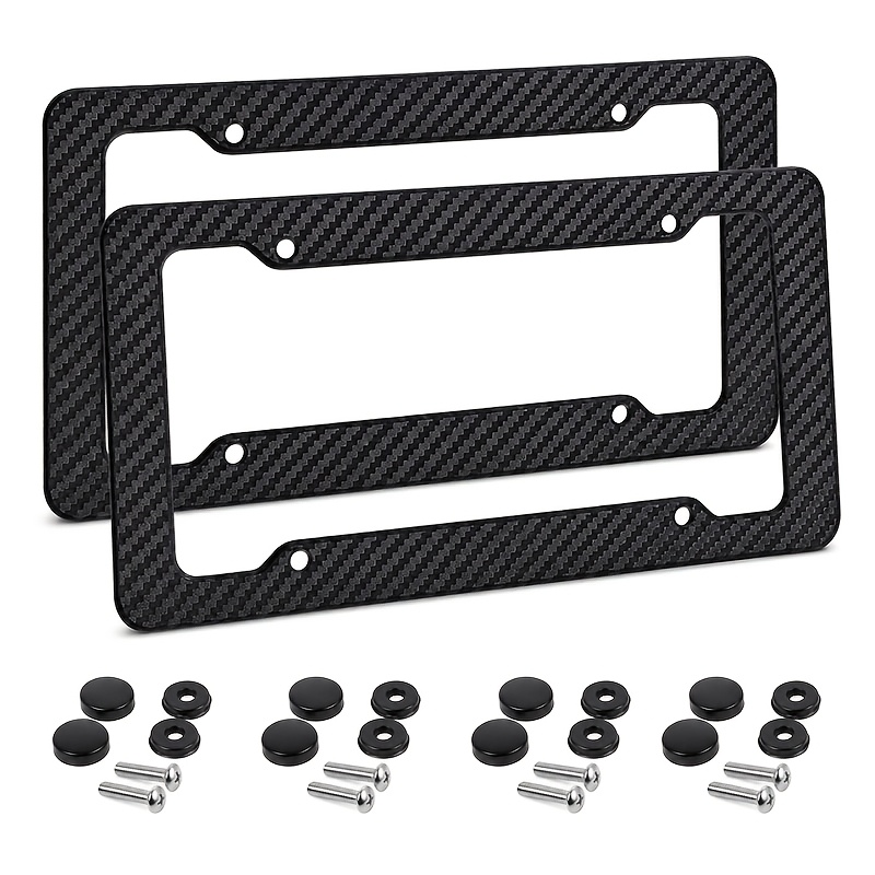 TEMU 1pc/2pcs Carbon Fiber Pattern License Plate Frame, Modified Auto License Plate Accessory, For Decoration Purpose Only