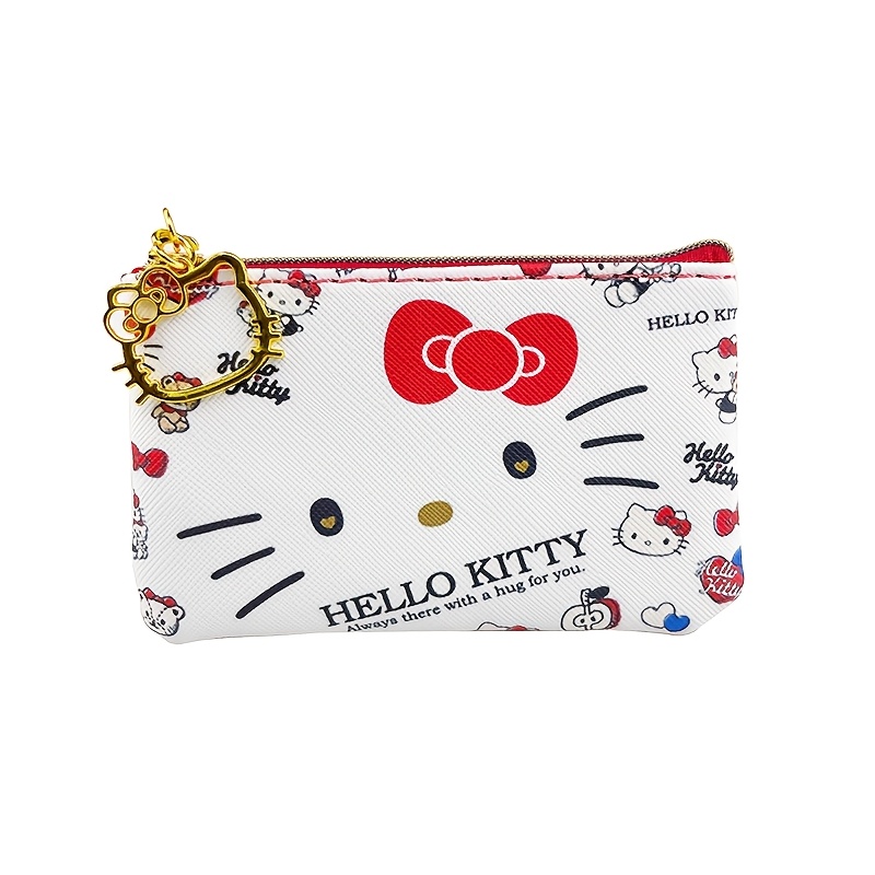 

Hello Kitty Mini Wallet For Girls - Cute Zippered Coin Purse With Card Slots, Pu Material, Hand Washable, Bank Card, 0