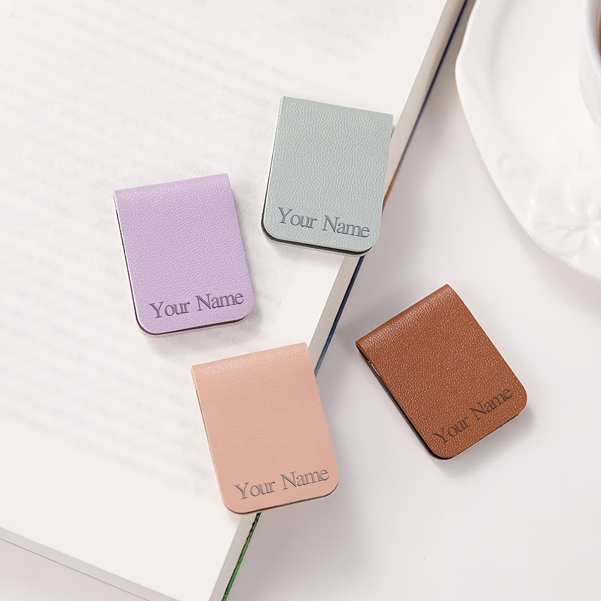 personalized engraved name magnetic bookmark rectangular notebook account book clips bohemian   mixed colors ideal gift for students teachers book lovers   bohemian style bookmark durable magnetic clip