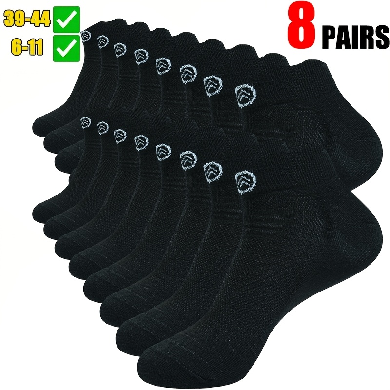 TEMU 8 Pairs Of New Lightweight Breathable Sweat-absorbing Easy Versatile Soft Comfortable Spliced Sports Short Socks For Men And Women, Suitable For