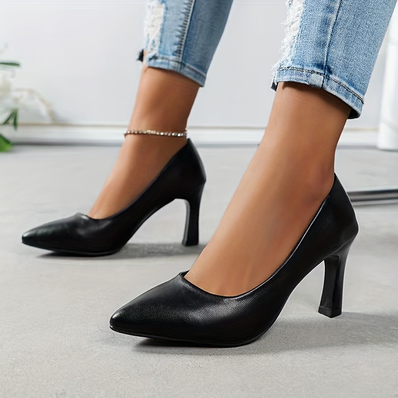 black heels for formal dress Black Satin Flower Strap Dress Heels main image 0