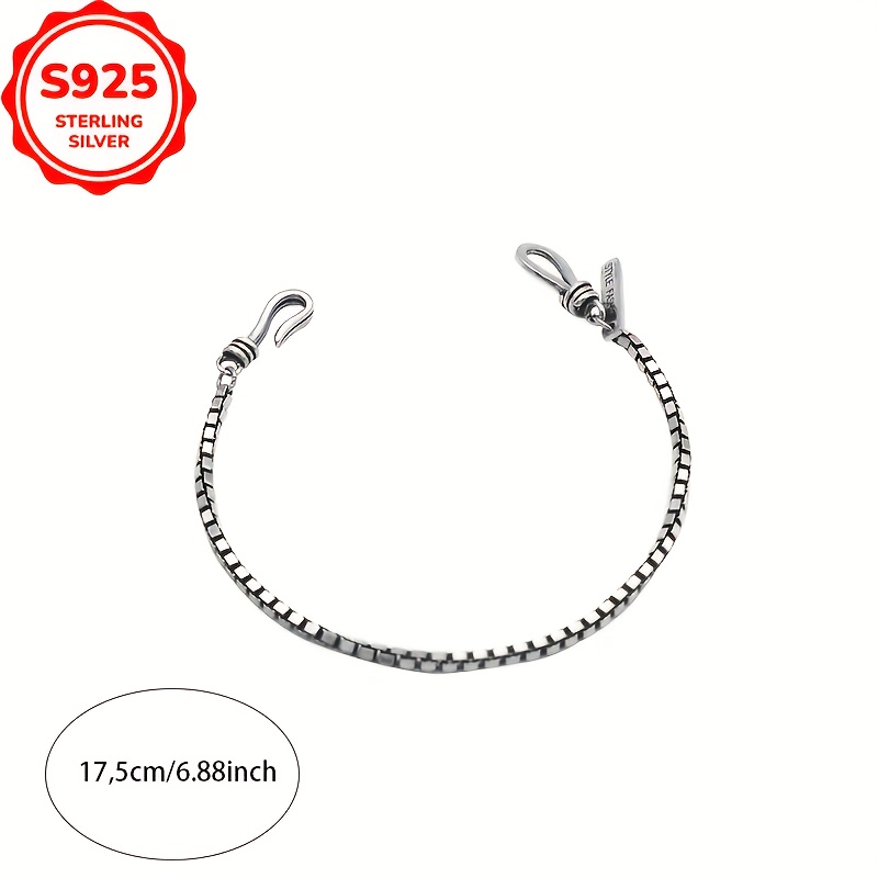 Vintage S925 Sterling Silver Box Chain Bracelet