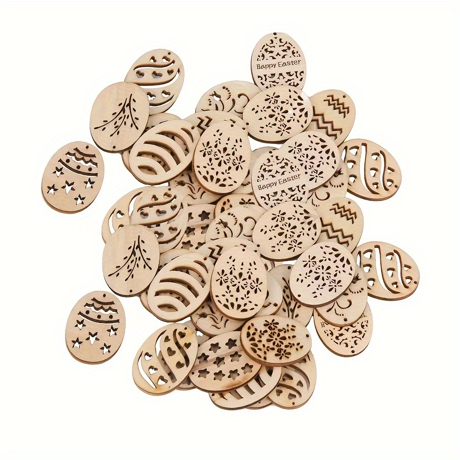 

50pcs Wooden Ornaments - For Diy , Theme Hanging Decorations, For Christmas, Halloween, & Universal , No , Featherless, Suitable For Weddings, , , 's Day, Thanksgiving