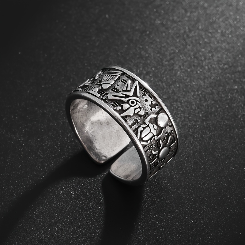 TEMU 1pc Egyptian Scarab Ring - Retro Ancient Egypt Suitable For , & Scarab Carving Wide, Open End Ring For Daily Wear, Themed Parties, Birthday Gift