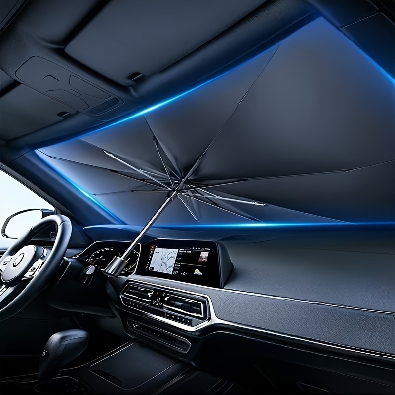 TEMU Portable Car Sunshade, Front Windshield Heat-insulating Sunshade. Foldable And Easy-to-use Sunshade Your Vehicle Cool. Blocks Sunlight And