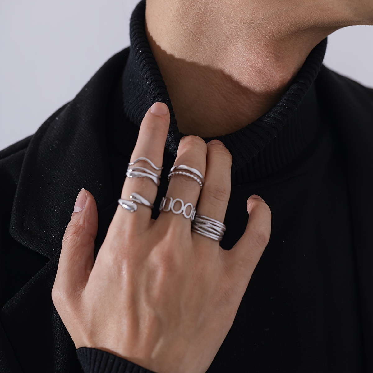 5pcs Unisex Stylish Minimalist Couple Rings Set