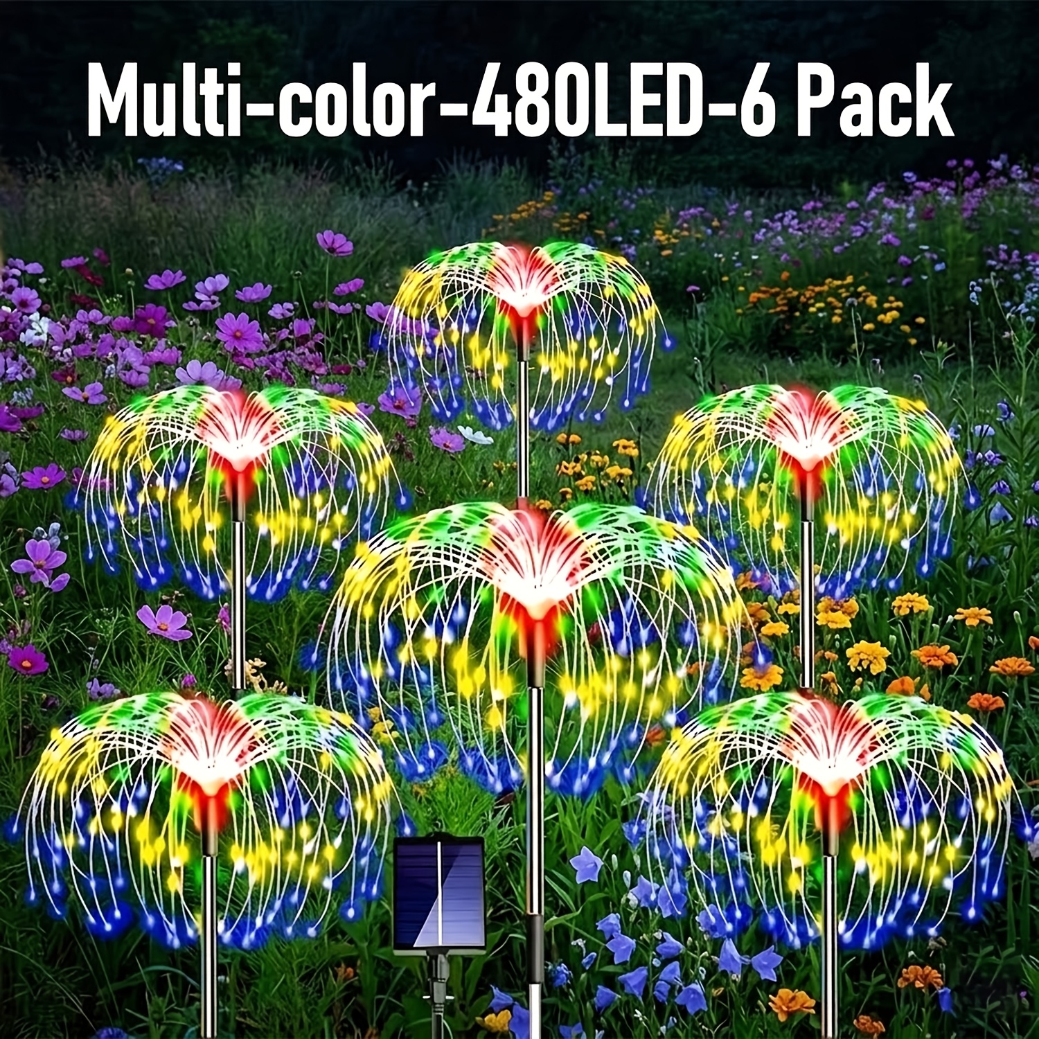 TEMU 6pack 480led 4pack320/240led 1pack60led Garden Decor Outdoor Lights, Solar Garden Lights For Christmas Outside Fairy Firework Decorative, 8modes