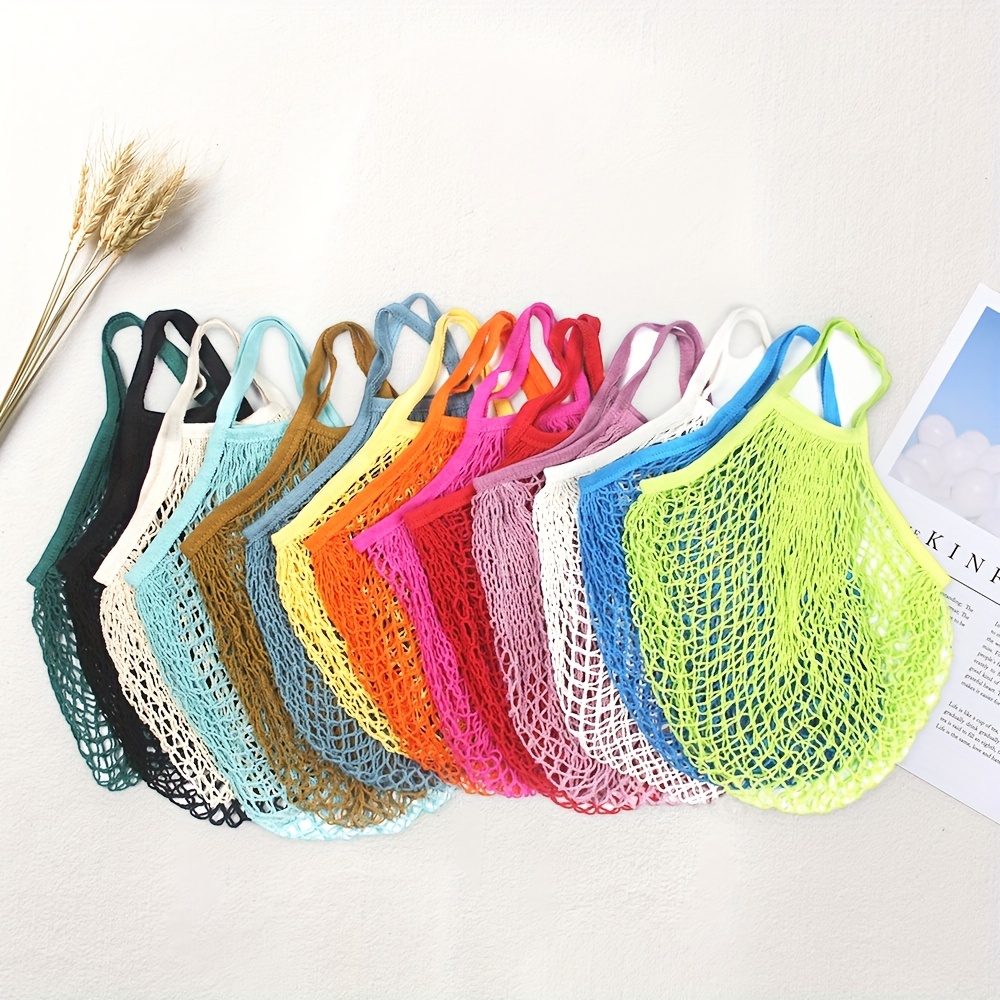 3 stück gewebte schultertaschen - offene, atmungsaktive mesh-tragetasche für strand, einkauf & street fashion, uni-farben in weiß, beige, rot, gold, gelb, schwarz, leichte strandtasche aus leichtem material