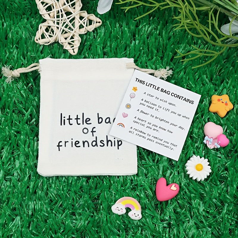 1 set   friendship embrace gift set inspirational drawstring pouch with poetry card whimsical daisy heart balloon charms durable zipper closure   celebration kit for birthdays christmas