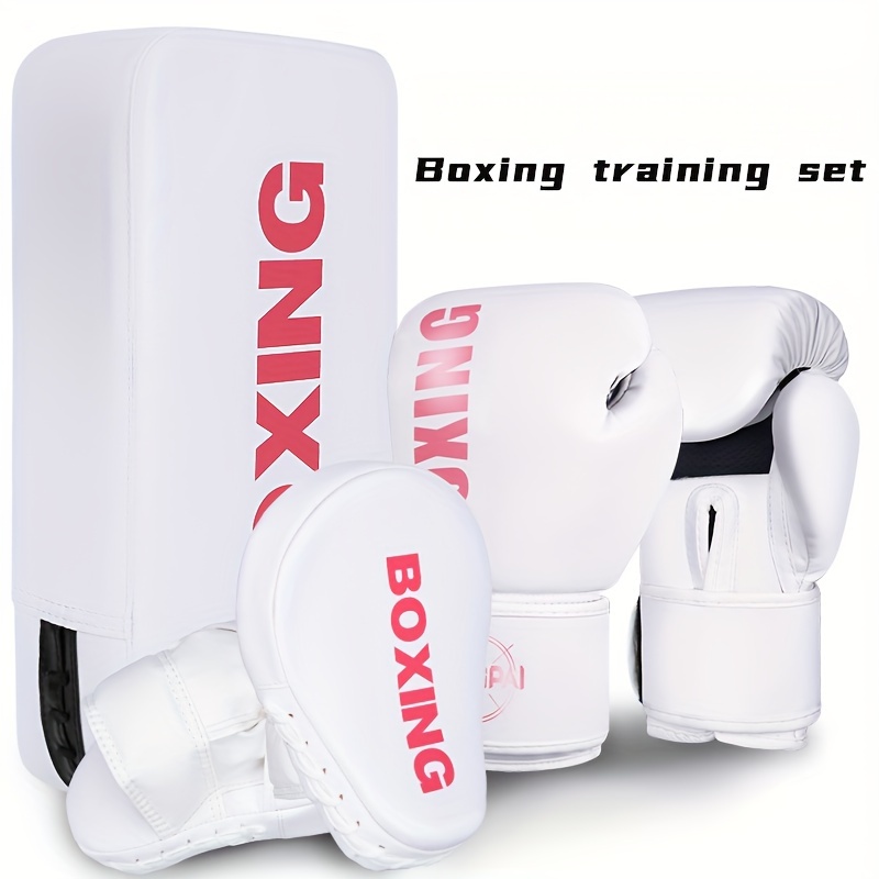 GINGPAI Complete Boxing Training Set with Curved Punching Pad & Taekwondo Foot Target - Durable PU Material, Includes Gloves & Focus Mitts for Adults, Students, and Teens - Perfect for Boxing, Taekwondo, Karate, Muay Thai, and MMA, Boxing Gloves