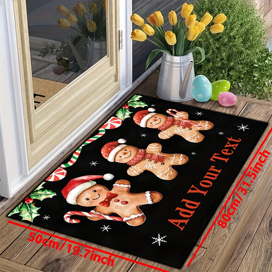 TEMU 1pc Personalized Name/text Christmas Mat Mat Suitable For Indoors/outdoors, Non-slip Silica Gel Bottom, Machine Washable Soft Durable Suitable