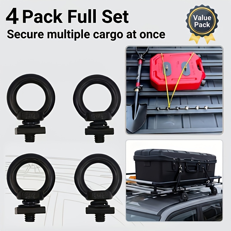 TEMU 4pcs Set Of Stainless Steel Fixed Eye , Suitable For Home Improvement, Car Roof Racks, Awnings, Boats, Rvs, And Campers. Universal Roof Rack