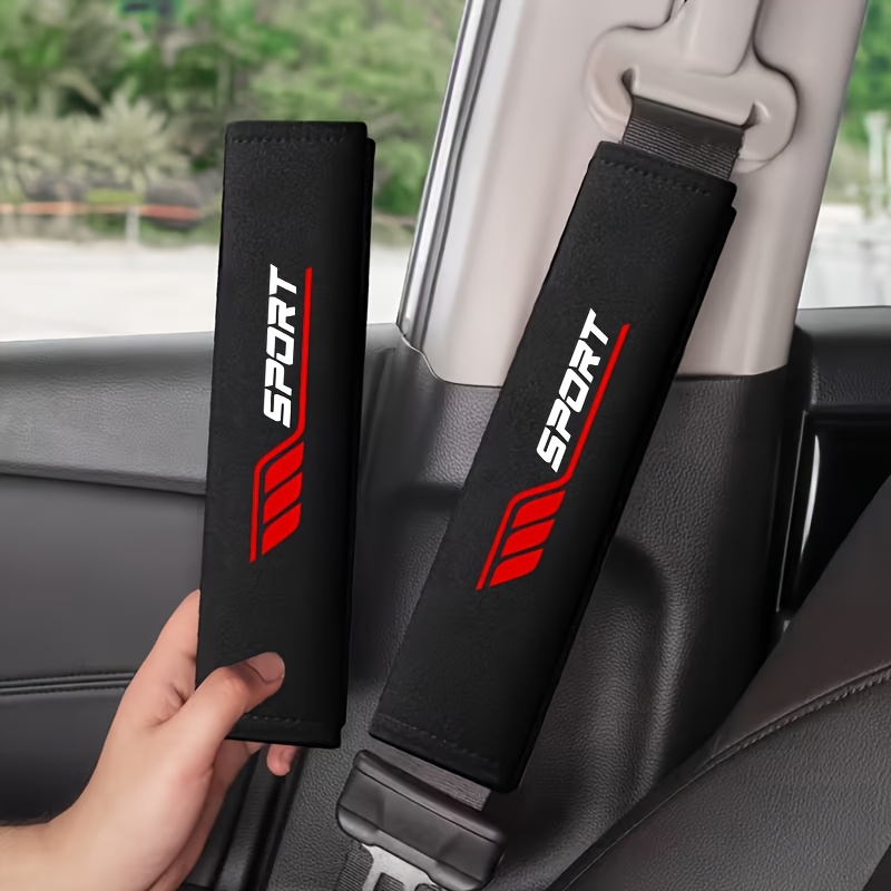 Image of 2pcs Set Fabric Car Seat Belt Shoulder Pads - Stylish And Sporty, Comfortable, With Sponge Padding, Universal Shoulder Strap Pads Suitable For Most Vehicles, Car Interior Accessories