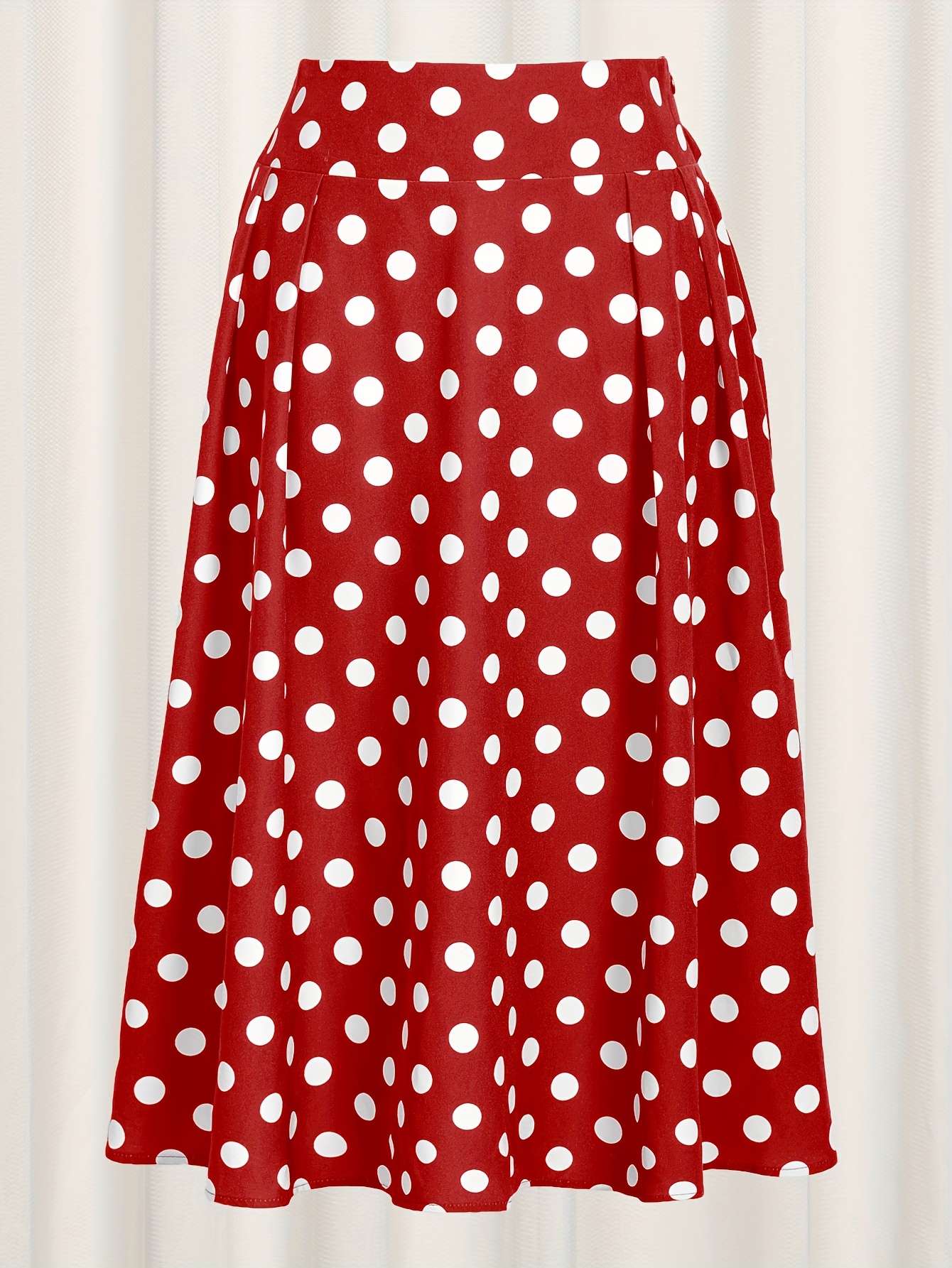 women's high waist polka dot pleated midi skirt a line retro