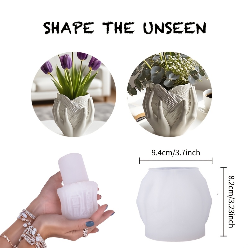 E-shop 3D Doppelhand Herz Vase Silikonform, Ton Silikonform. Realistisches Doppelhand Herzförmiges Design, Exquisite Textur Nordische Minimalistische