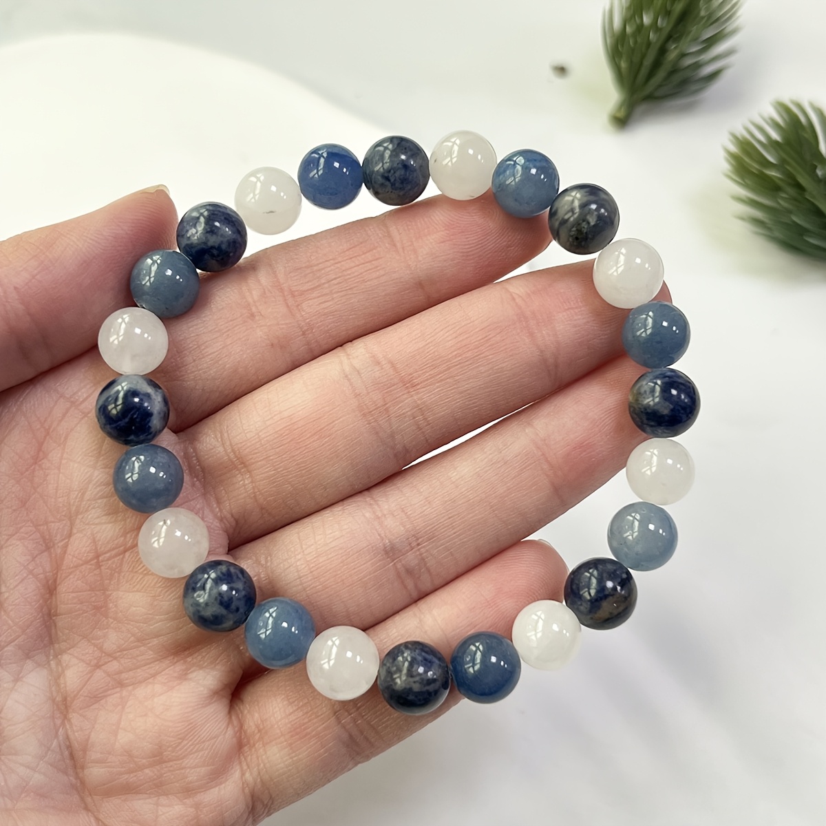 Handcrafted Calming Bracelet Moonstone Sodalite Angelite Beads