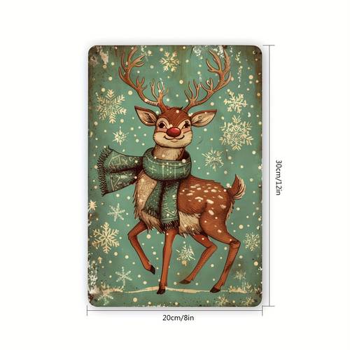 vintage metal tin sign featuring a christmas indoor and outdoor decoration this 8x12 inch wall art is suitable for homes bedrooms offices dining rooms restaurants bars cafes schools libraries garages and more