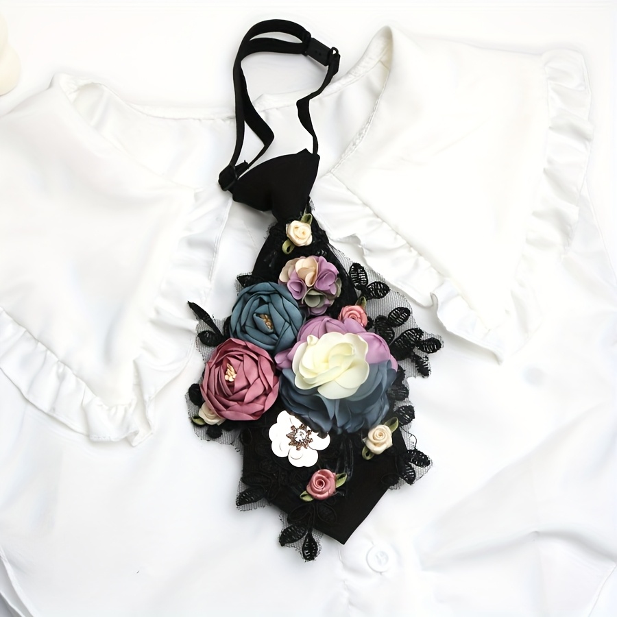 E-shop 1 Blumen-Damenkrawatte ohne Binden für lässige Streetwear Freizeitkleidung