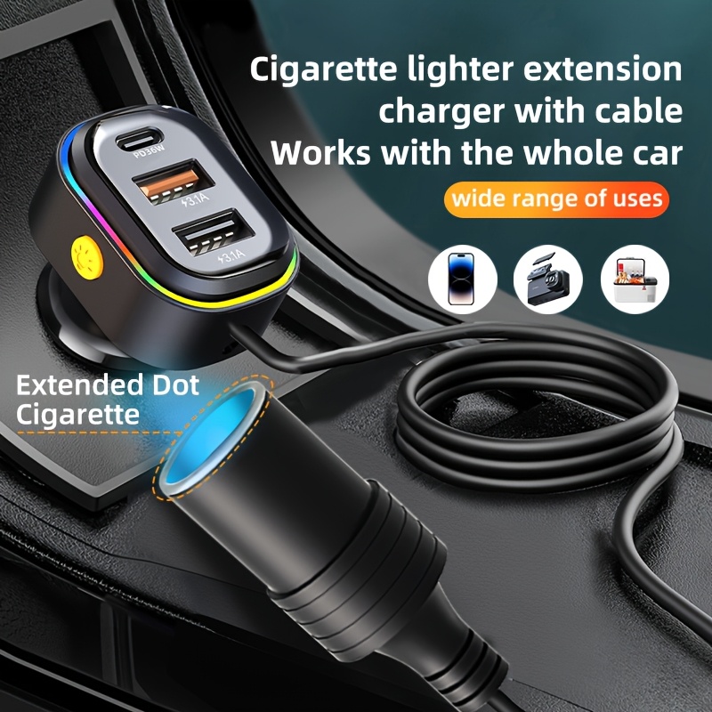 car cigar lighter plug 12v extension cable adapter socket Temu